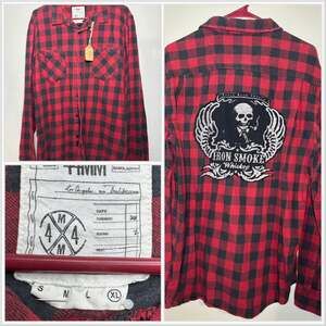 Custom thrifted upcycled machine sewn one of kind whiskey flannel.